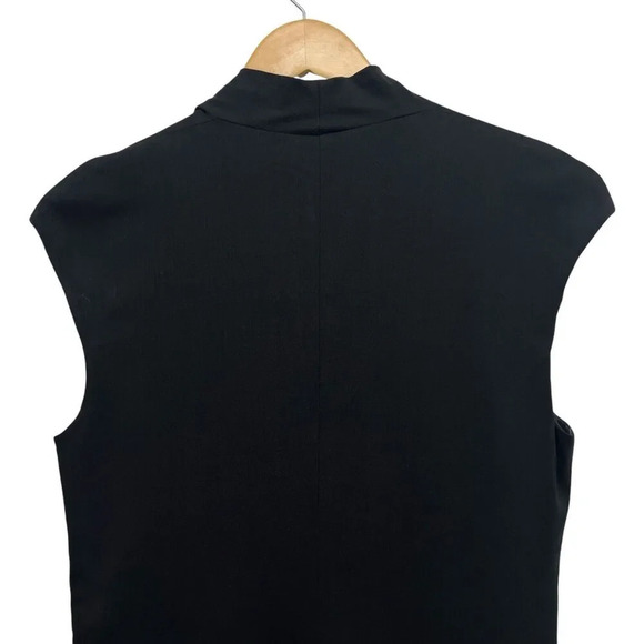 Helmut Lang Draped Twisted Front Cap Sleeve Dress in Black Sheath Dress Size 8 - Picture 6 of 12